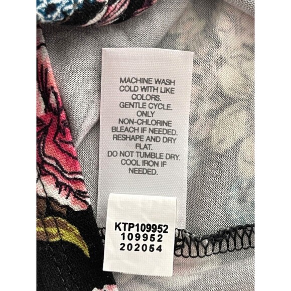 J. Jill Wearever Black Floral Tunic Top Petite L Cottagecore Artsy Dark Romantic - Picture 14 of 14